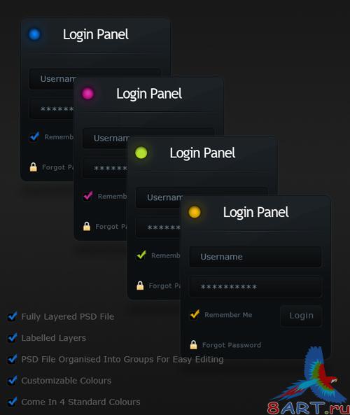 Login Panel PSD