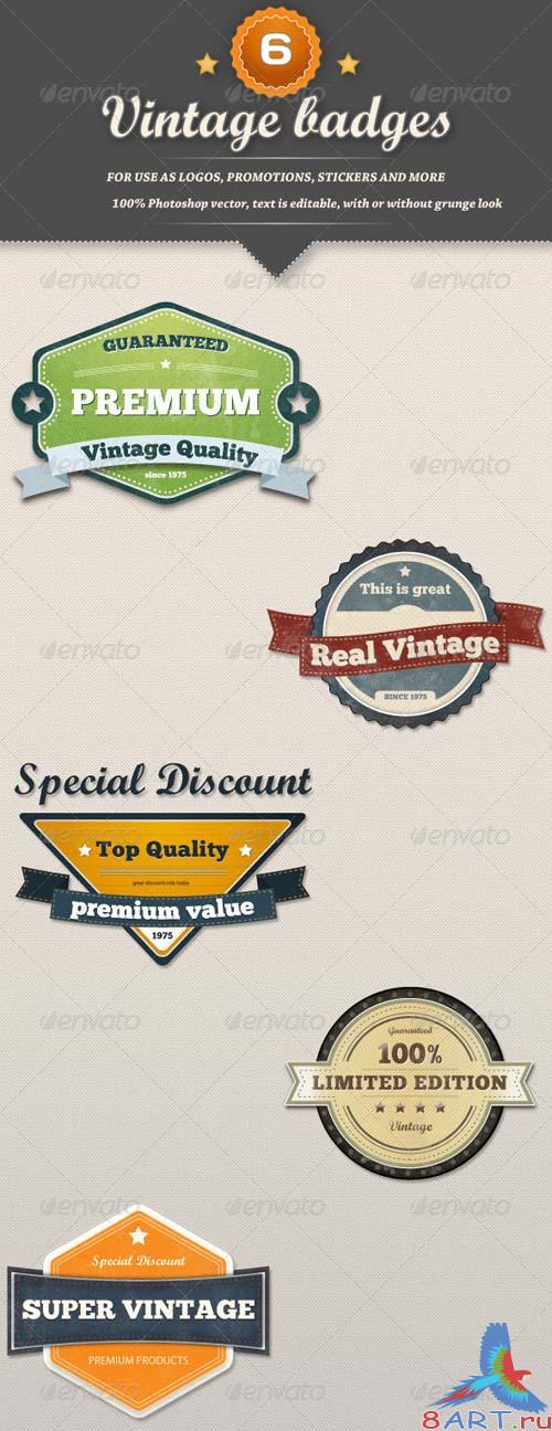 GraphicRiver 6 Retro Vintage Badges
