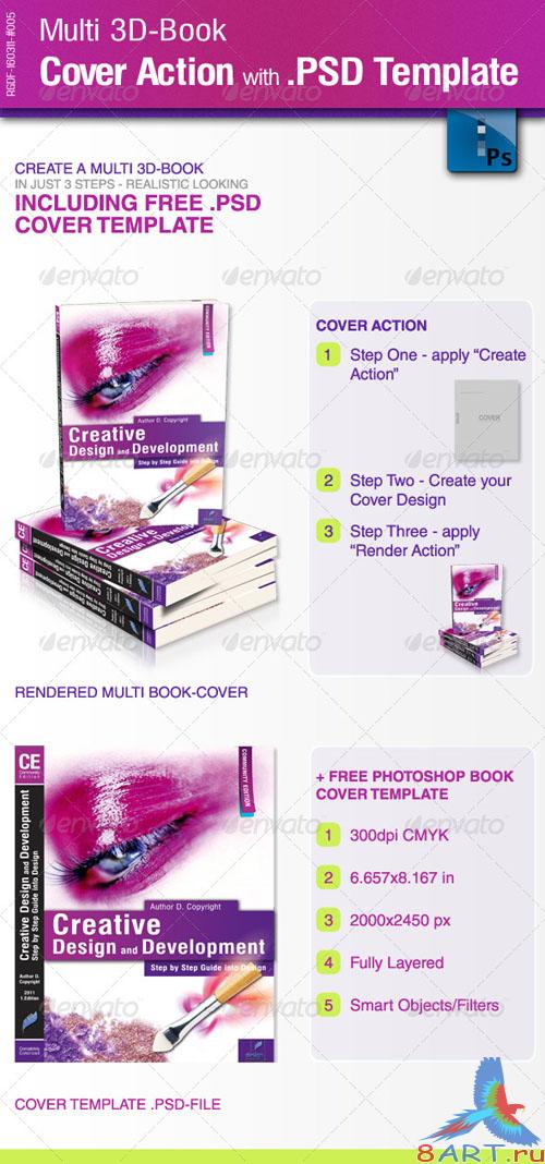 Multi 3D-Book Cover Action with PSD Template