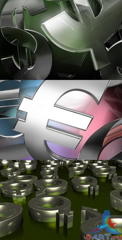 PSD Layered Pictures - Dollar, Euro, Male &amp; Female Icons (Chromed)