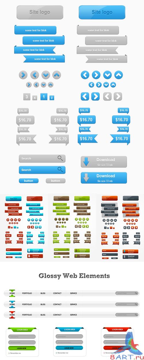 Glossy And Simple Web Elements Collection Glossy And Simple Web Elements Collection