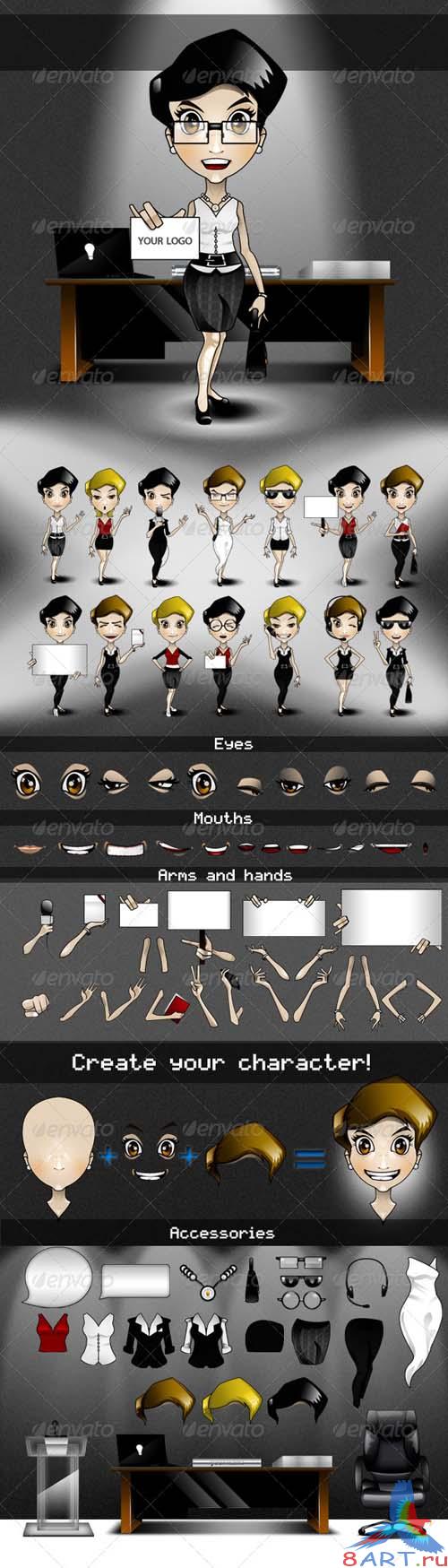 GraphicRiver - Animatable Business Woman Cartoon Character Kit 152092