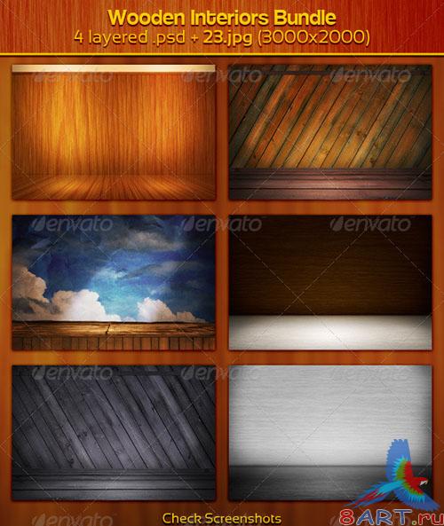 GraphicRiver - Wooden Interiors Bundle 1599371