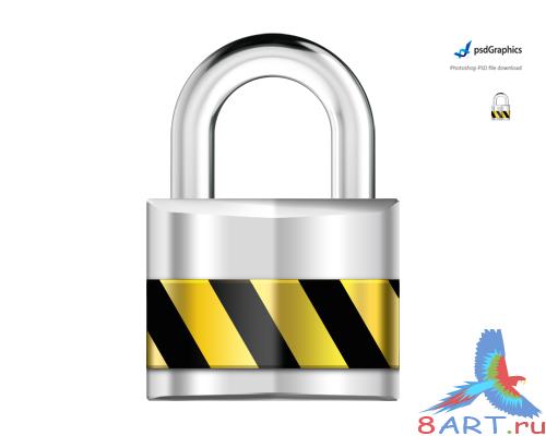 Silver padlock, security PSD Source