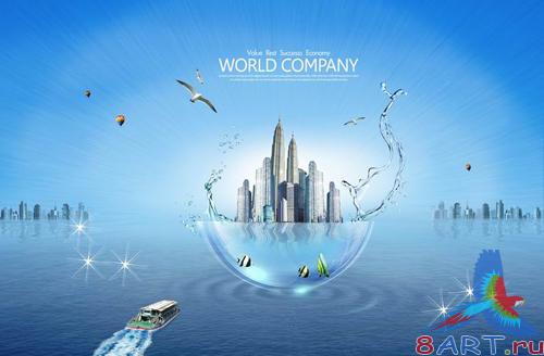 Creative Future Sea World PSD layered material