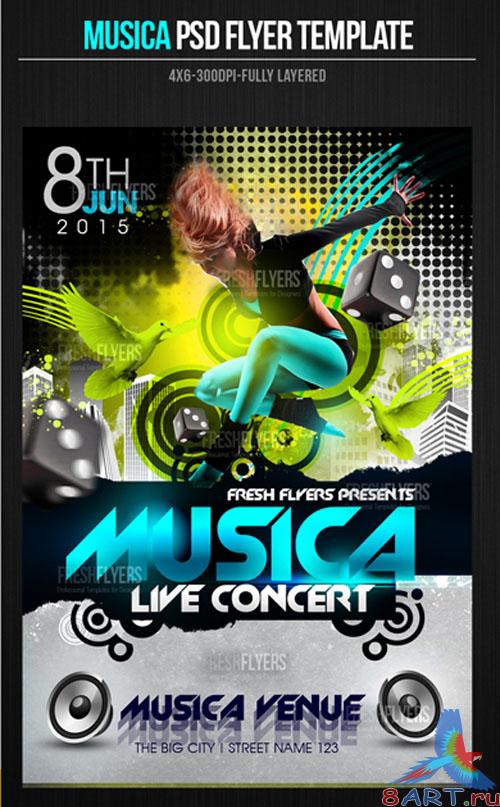 PSD Template - Musica Party Flyer/Poster