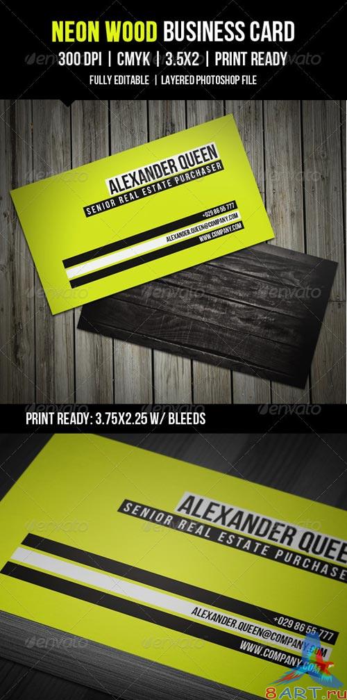 GraphicRiver Neon Wood Business Card GraphicRiver Neon Wood Business Card