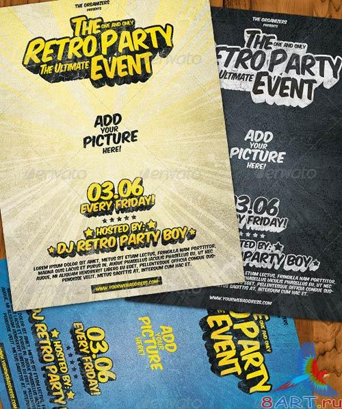 GraphicRiver Retro Party Flyer 3 in 1