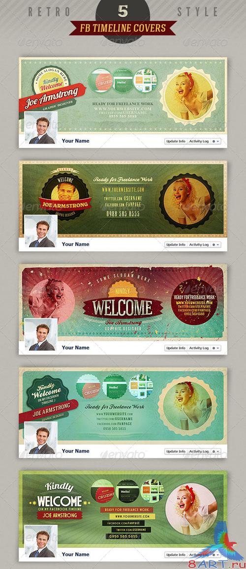 GraphicRiver 5 Retro Facebook Timeline Covers