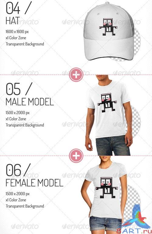 GraphicRiver Fashion Bundle - x3 T-shirt / x2 Models / Hat GraphicRiver Fashion Bundle - x3 T-shirt / x2 Models / Hat