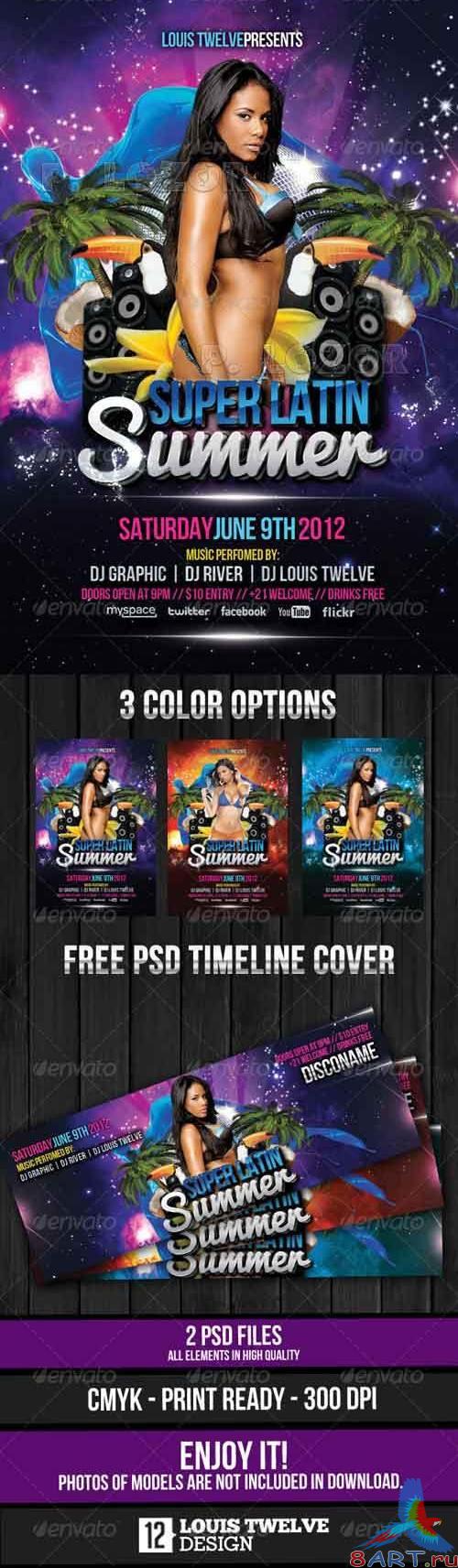 Latin Summer Party Flyer PSD Latin Summer Party Flyer PSD