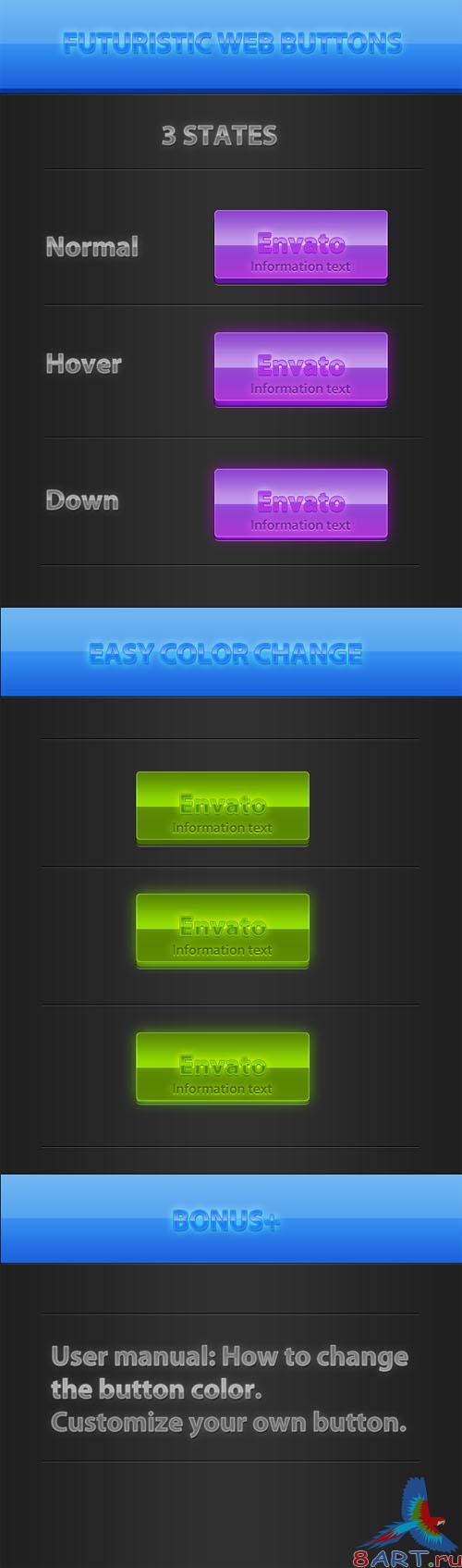 PSD Template - Futuristic Web Buttons Pack