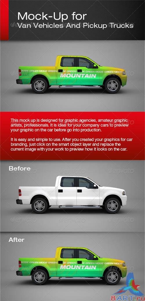 GraphicRiver Van Vehicles And Pickup Trucks Mock-Up GraphicRiver Van Vehicles And Pickup Trucks Mock-Up
