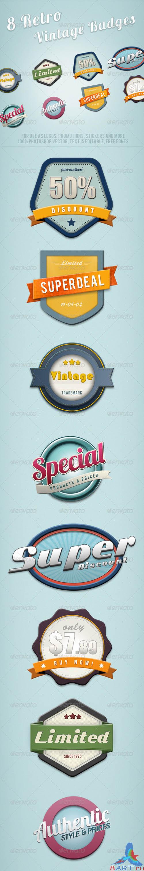 GraphicRiver 8 Retro Vintage Badges - REUPLOAD
