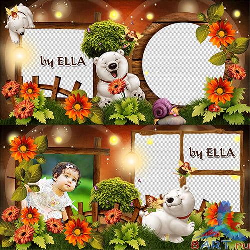 Яркий наивный фотоальбом почти белыми медвежатами-Лесная сказка Яркий наивный фотоальбом от белыми медвежатами-Лесная сказка