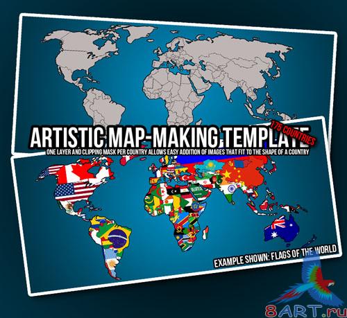 PSD Template - Artistic Map-Making