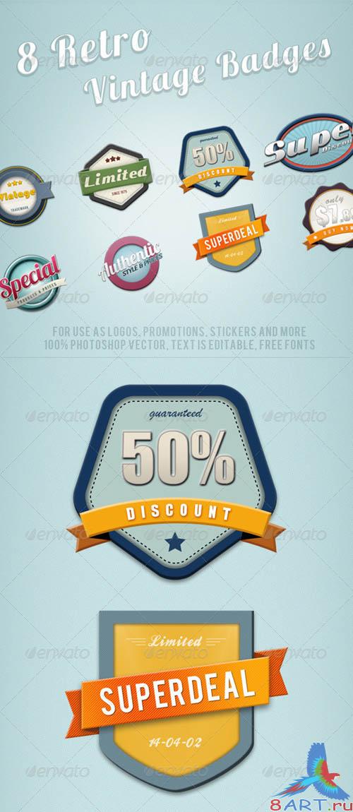 GraphicRiver 8 Retro Vintage Badges
