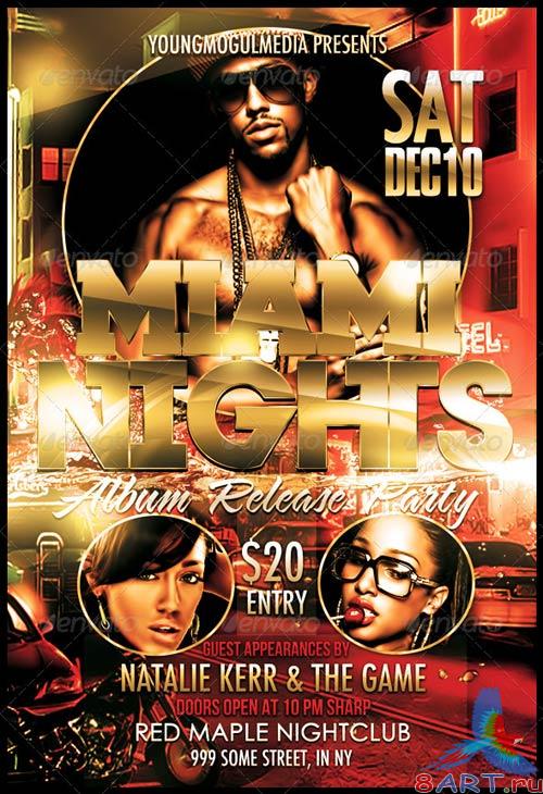GraphicRiver Miami Nights Flyer and Mixtape GraphicRiver Miami Nights Flyer and Mixtape