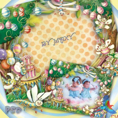 Рамка на детских фото - праздничный день - число рождения Рамка в пользу кого детских фото - живой табель - сутки рождения