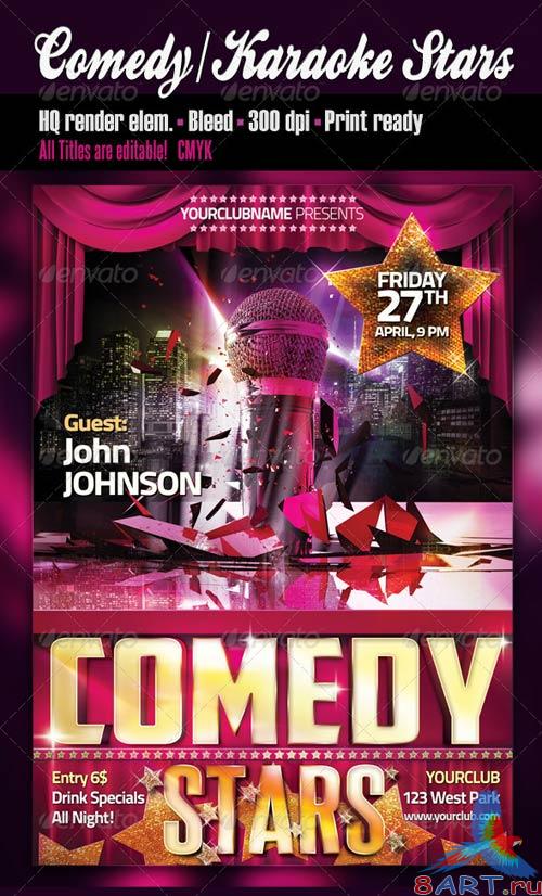 GraphicRiver Comedy Or Karaoke Stars Party Flyer GraphicRiver Comedy Or Karaoke Stars Party Flyer