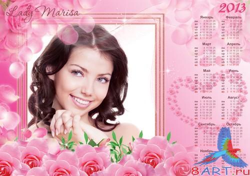 Календарь-фоторамка для 2013 год - связка с нежных роз Календарь-фоторамка для 2013 год - качество с нежных роз
