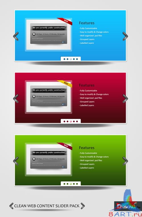 Clean &amp; Free Web Content Slider Pack