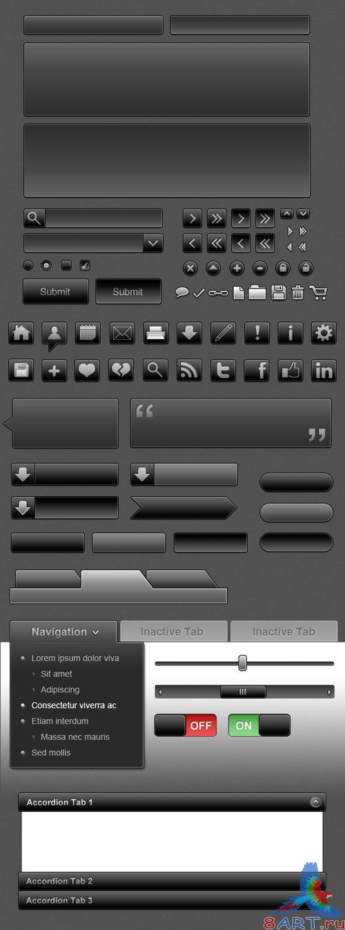 Black UI Icon Set (PSD)