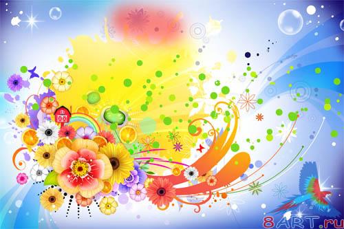 PSD - Colorful Floral Template