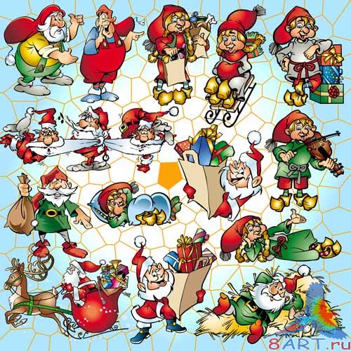 Клипарт "Санта равным образом эльфы" на PSD формате Клипарт "Санта равно эльфы" в течение PSD формате