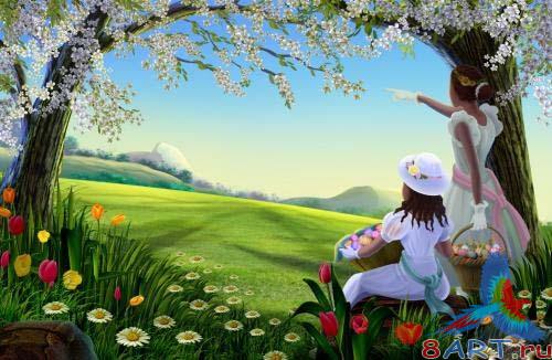 Flower meadow in PSD