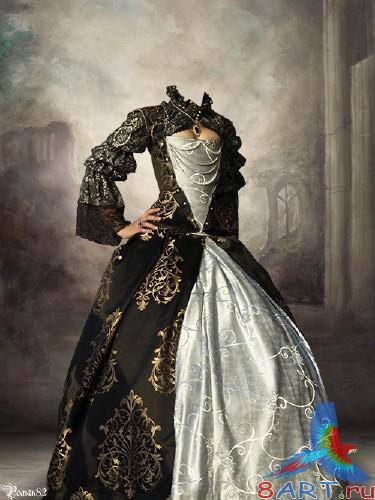 Шаблон ради фотомонтажа - женский старый костюм Шаблон на фотомонтажа - женский старый костюм