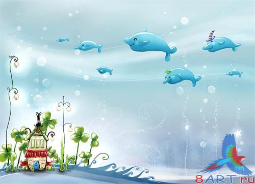 PSD - Cartoon Underwater World PSD - Cartoon Underwater World