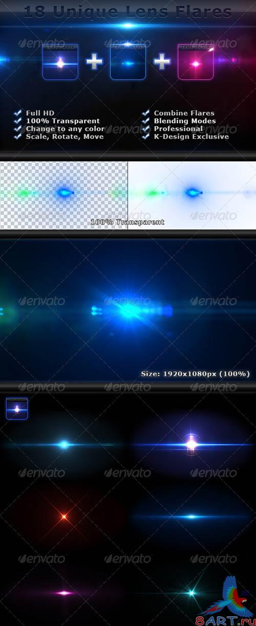 GraphicRiver 18 Unique Lens Flares - Light Effects Bundle 4-6