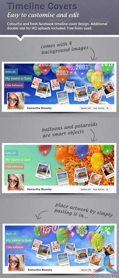 GraphicRiver Timeline Cover - Balloons and Polaroids