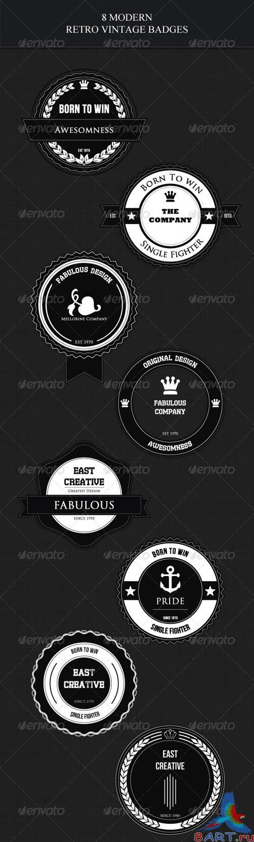 GraphicRiver 8 Modern Retro Vintage Badges