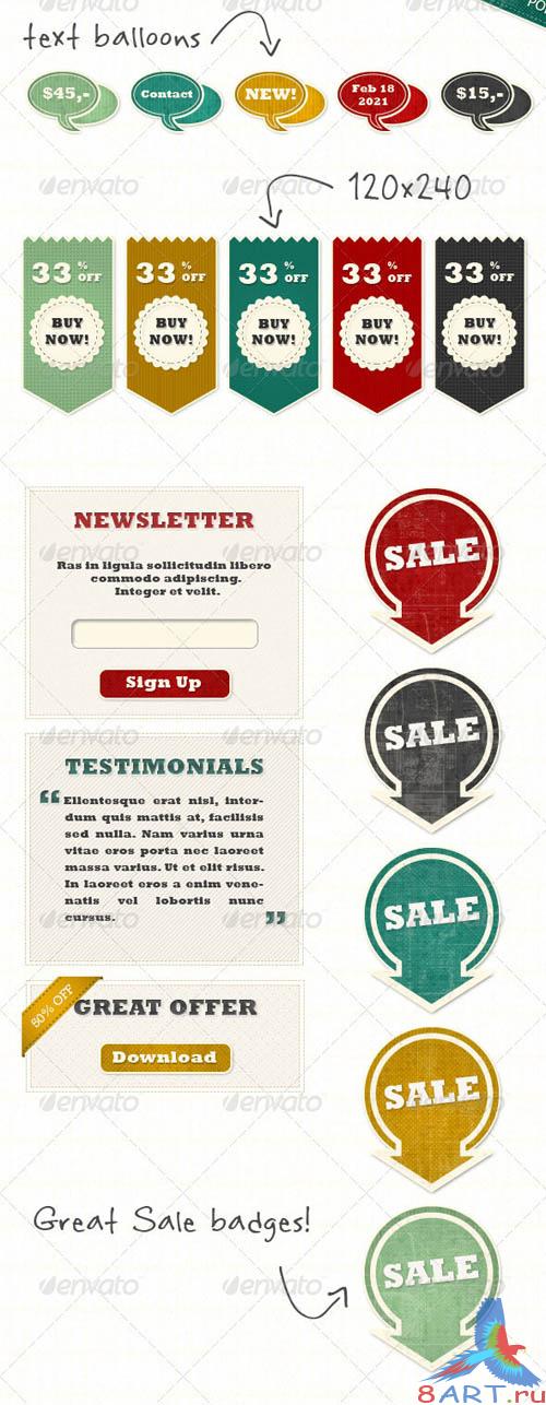 GraphicRiver Extended Set of Retro Vintage Web Elements