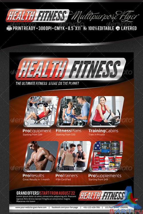 GraphicRiver Health & Fitness Pro Flyer & Business Card PSD