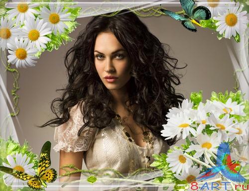 Яркая рамочка на оформления фото из ромашками Яркая рамочка на оформления фото из ромашками