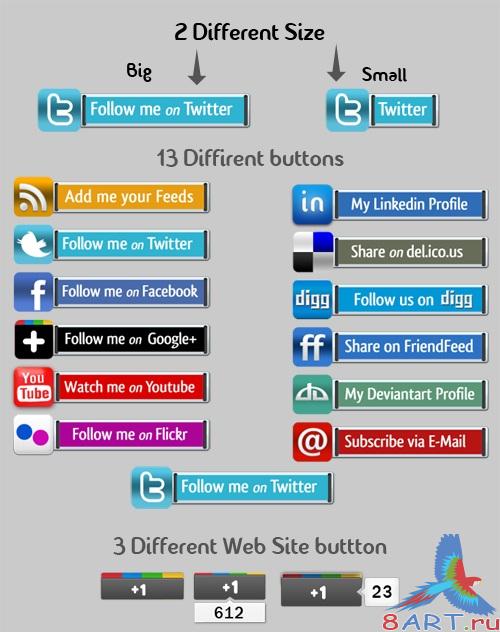 PSD Template - Social Network Buttons
