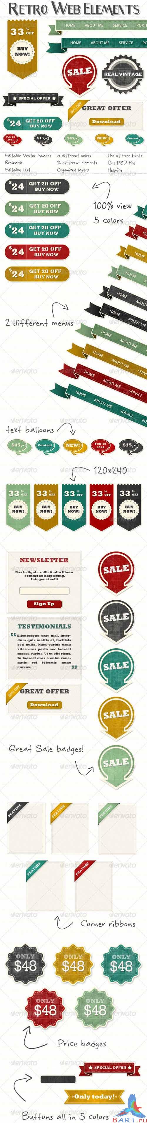 GraphicRiver Extended Set of Retro Vintage Web Elements - REUPLOAD