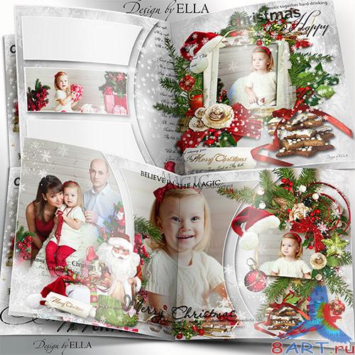 Новогодняя фотокнига-Светлый праздничный день Рождества Новогодняя фотокнига-Светлый табель Рождества