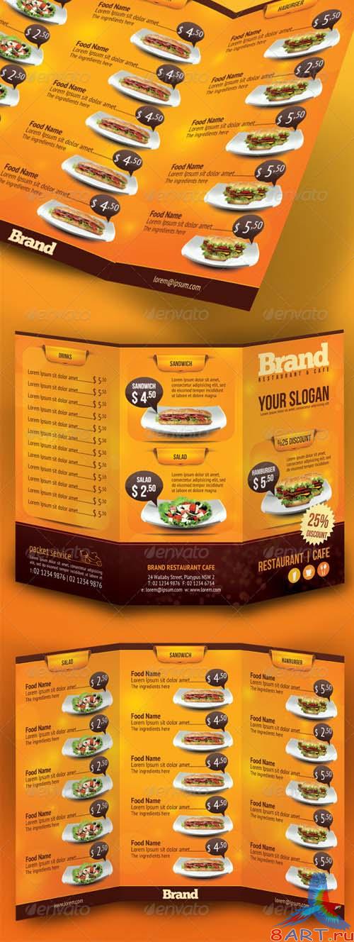 GraphicRiver Trifold Brochure Restaurant Cafe Menu PSD Template GraphicRiver Trifold Brochure Restaurant Cafe Menu PSD Template