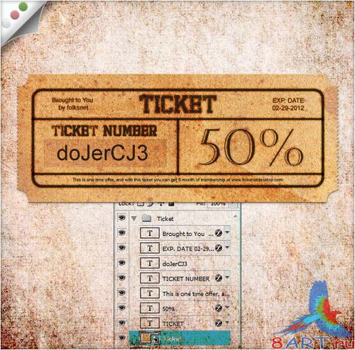 PSD Template - Retro Ticket