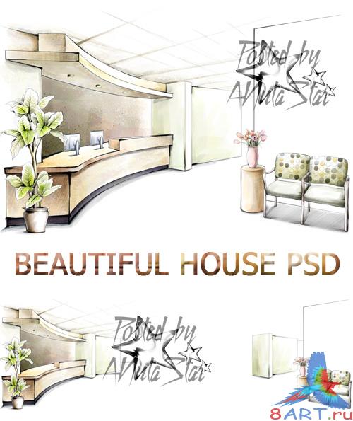 �������� ������� PSD-��������  Beautiful house PSD