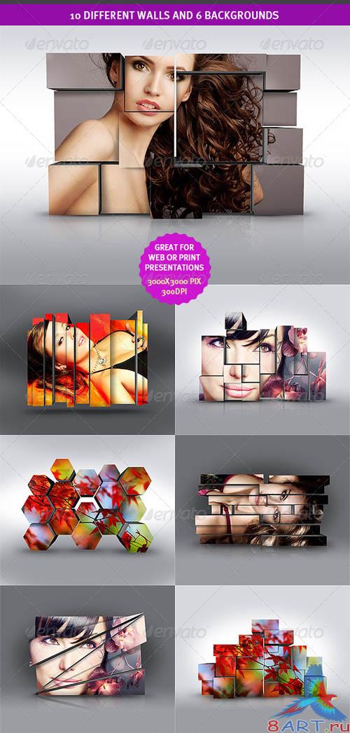 GraphicRiver 3D Wall Photo Mock-Ups 1 GraphicRiver 3D Wall Photo Mock-Ups 1