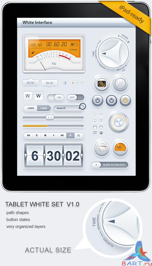 GraphicRiver - Tablet Phone User Interface White SET (�������� � ������� ������� PSD)