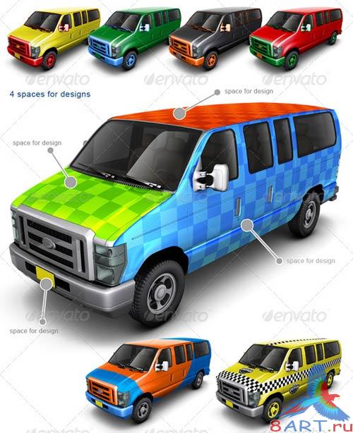 GraphicRiver Minibus Car Mock Up GraphicRiver Minibus Car Mock Up