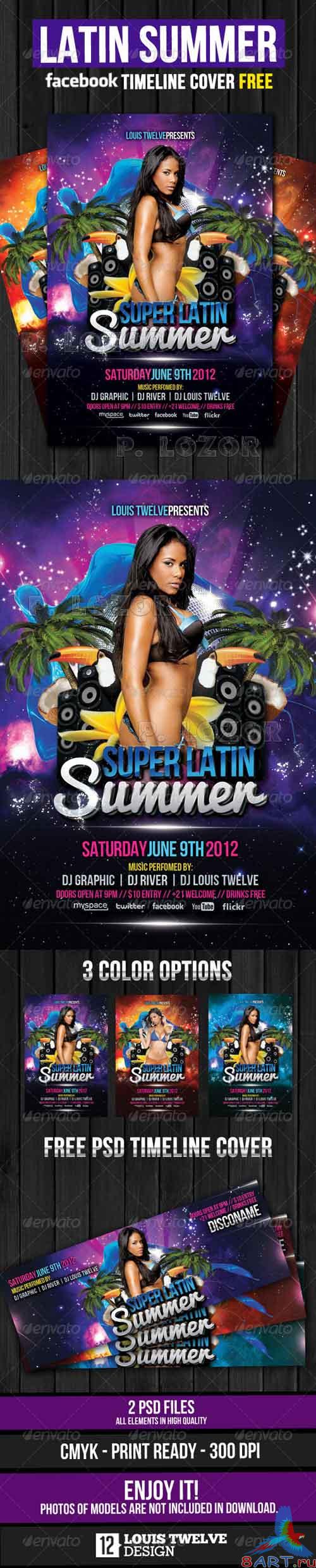 Graphicriver Latin Summer Party Flyer + Facebook Timeline