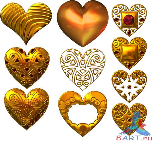 PSD Cliparts - Gold Hearts