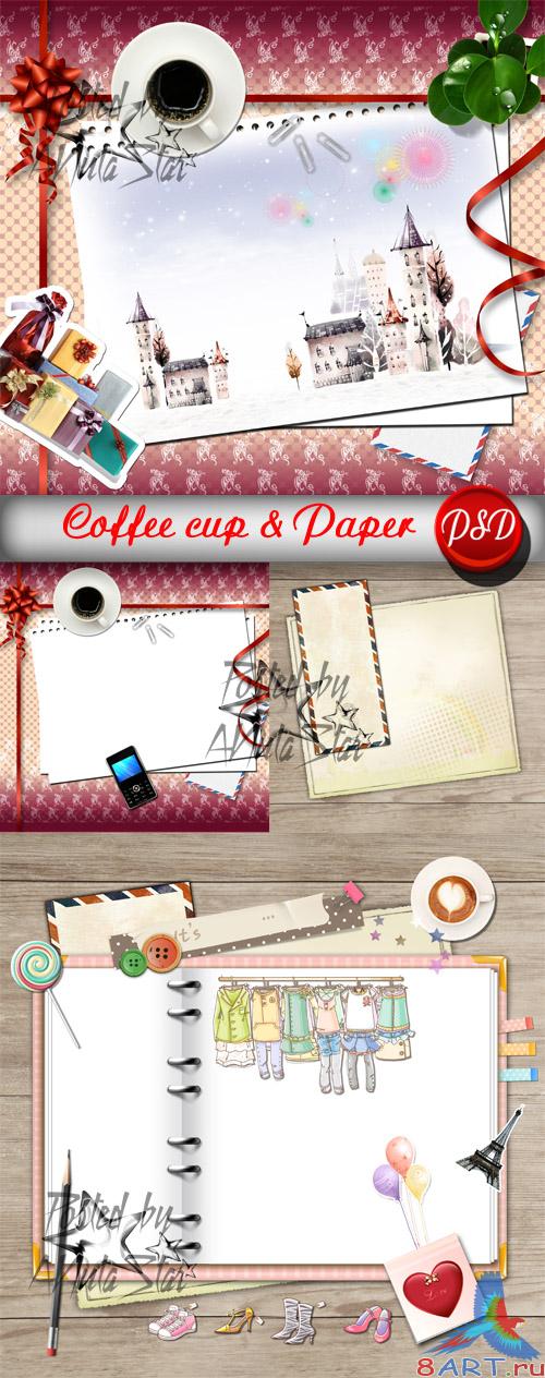 Coffee cup & Paper # 1 PSD     